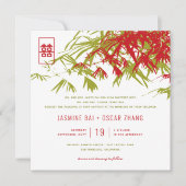 竹葉の二つ中国のの幸せ 招待状 (正面)
