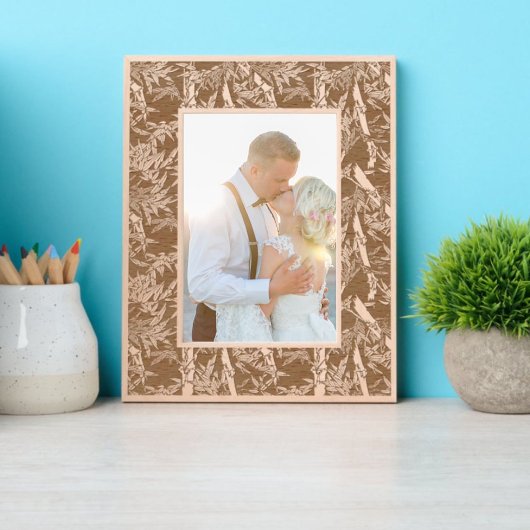 竹葉日本の模様 レーザー彫刻フレーム