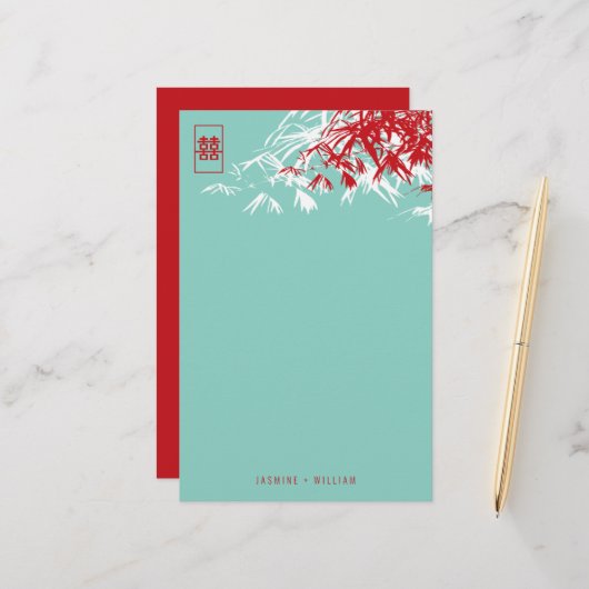 竹葉製+二重西ブルー結婚文房具 便箋 (正面/裏面インサイチュ)