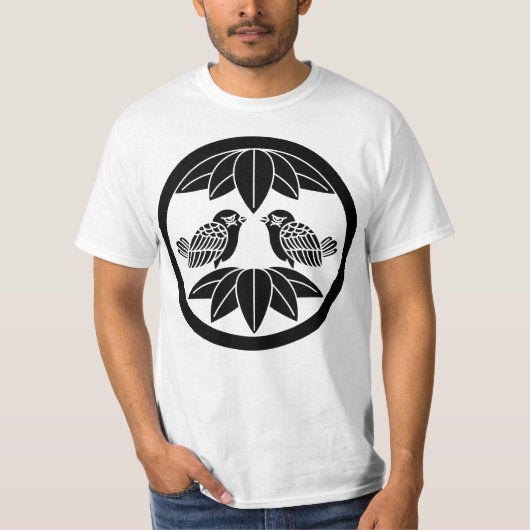 竹葉10本と向かい雀 Tシャツ (正面)