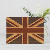 竹製の外観と彫刻ヴィンテージ英国国旗ユニオンジャック 招待状 (スタンド正面)