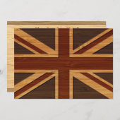 竹製の外観と彫刻ヴィンテージ英国国旗ユニオンジャック 招待状 (正面/裏面)