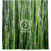 竹製木材(カスタマイズ可能なロゴと文字シャワー付き) シャワーカーテン (正面)