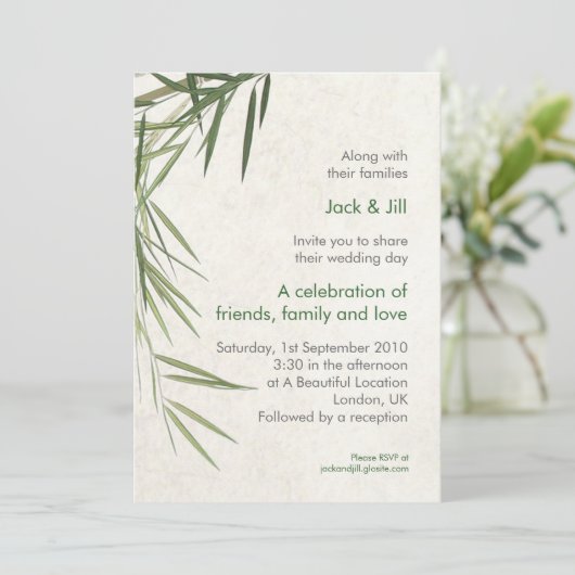 竹製 5x7 招待状 (スタンド正面)