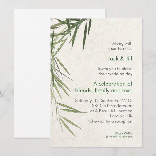 竹製 5x7 招待状 (正面/裏面)