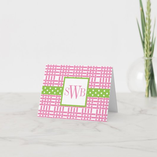 竹 & グロスグレイン モノグラム ノートカード (正面)