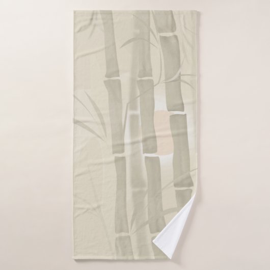 竹，ベージュの背景 バスタオルセット (バスタオル)