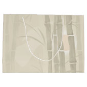 竹，ベージュの背景 ラージペーパーバッグ (裏面)