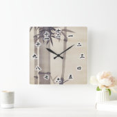 竹,其一竹，キイツ，日本美術 スクエア壁時計 (ホーム)