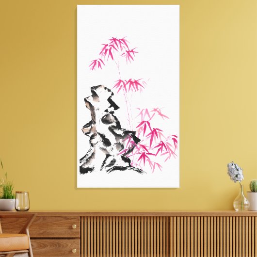 竹 – 赤 キャンバスプリント (インサイチュ (リビング))