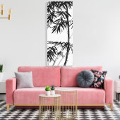 竹 – olive green - bw キャンバスプリント (インサイチュ (リビング))