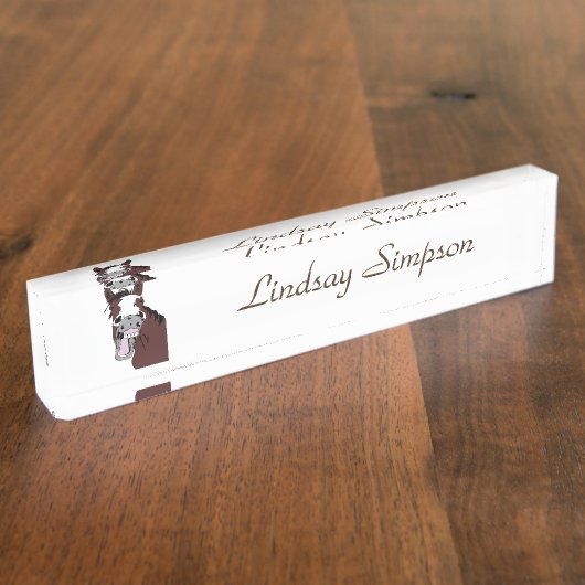 笑いおもしろい馬のロゴ名前をカスタムするアート デスクネームプレート (側面)