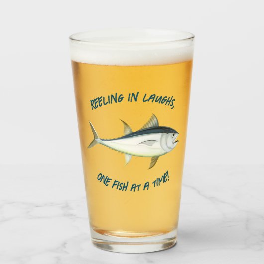 笑いながら楽しむ… -魚釣りビール タンブラーグラス (ドリンク正面)