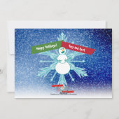 笑いながら雪の道を 笑顔のスノーマン フォトカード シーズンカード (裏面)