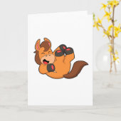 笑いながら馬 カード (黄色い花)