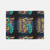 笑いの富の幸福 フリースブランケット (正面(横))