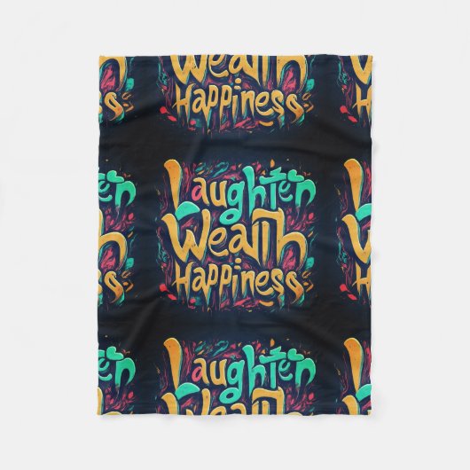 笑いの富の幸福 フリースブランケット (正面)