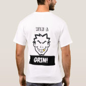 笑いはっきりしたの漫画顔- Win & Grin Tシャツ (裏面)