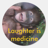 笑いは動物を笑わせる薬 ラウンドシール (正面)