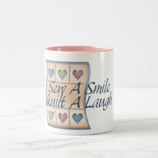 笑いをキルトにして下さい ツートーンマグカップ (中央)