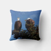 笑いを共有する禿げたイーグルおもしろいーズ クッション (裏面)