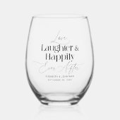 笑いを愛し続け楽しく過結婚ごす ステムなしワイングラス (正面)