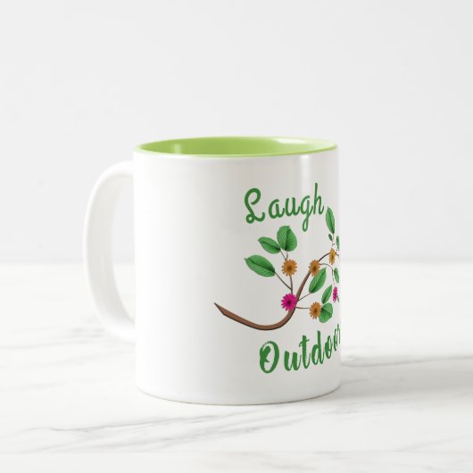 笑いアウトドア ツートーンマグカップ (正面左)