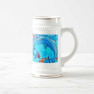 笑いイルカの熱帯魚シュタイン ビールジョッキ
