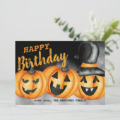 笑いカボチャハッピーバースデーハロウィーンカード (スタンド正面)