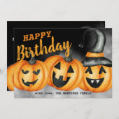 笑いカボチャハッピーバースデーハロウィーンカード (正面/裏面)