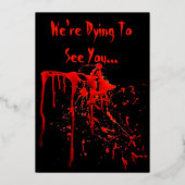 笑いスカルブラック&レッド血ハローウィンパーティ 箔招待状 (裏面)