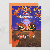 笑いハローウィンパーティカボチャ 招待状 (正面/裏面)