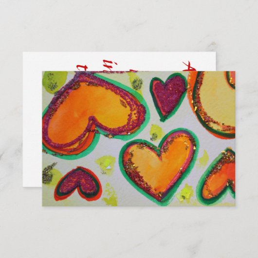 笑いハートピンクブリススモール招待状 招待状 (正面/裏面)