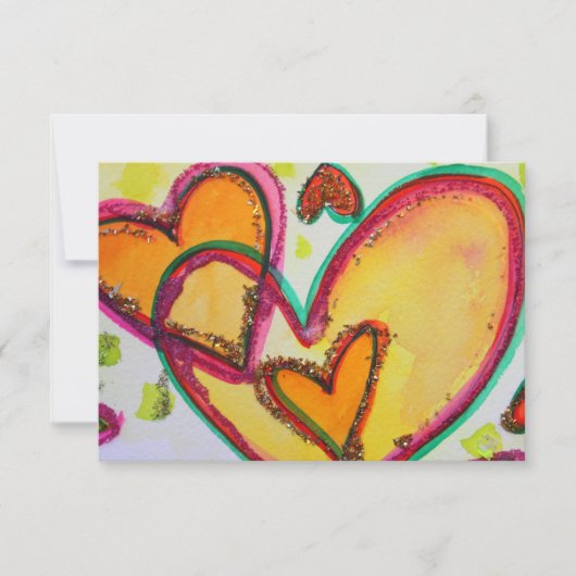 笑いハート接続小招待状または招待状 招待状 (正面)