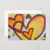 笑いハート接続小招待状または招待状 招待状 (正面/裏面)