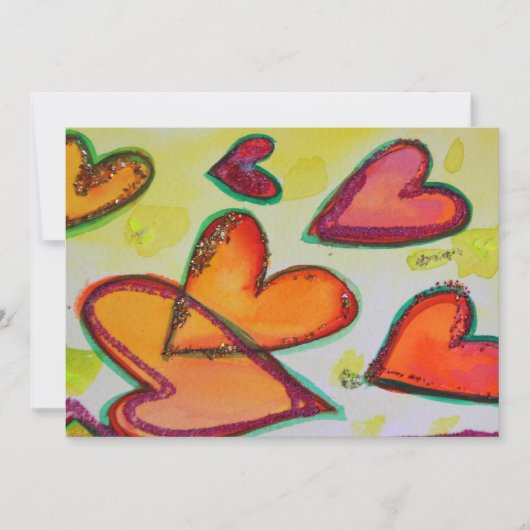 笑いハート飛んでいるカスタム招待状または招待状 招待状 (正面)