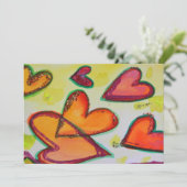 笑いハート飛んでいるカスタム招待状または招待状 招待状 (スタンド正面)