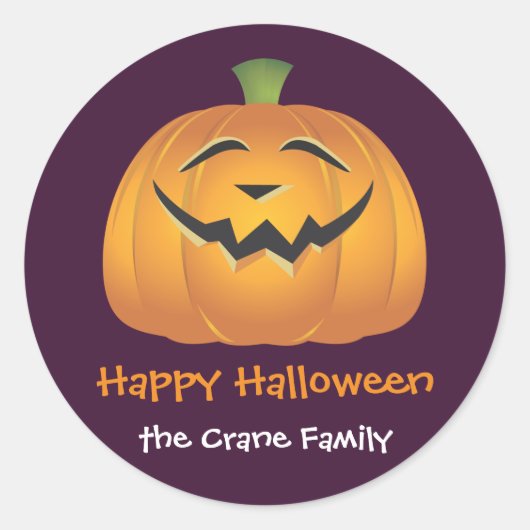 笑いパンプキすてきンカスタムハロウィーンギフトラベル ラウンドシール (正面)