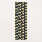 笑いヒョウの水色パターン ヨガマット (正面)