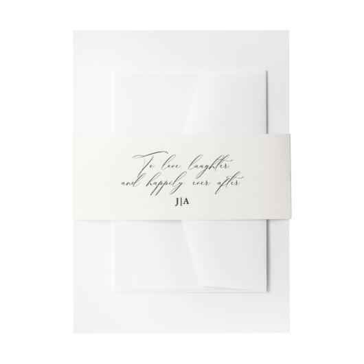 笑いユニークモノグラムを愛する結婚アイボリー 招待状ベリーバンド (正面例)