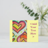 笑い二つのハートはがき ポストカード (スタンド正面)