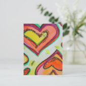 笑い二つのハートはがき ポストカード (スタンド正面)