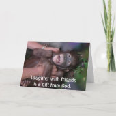 笑い声および友人のための感謝 サンキューカード (正面)