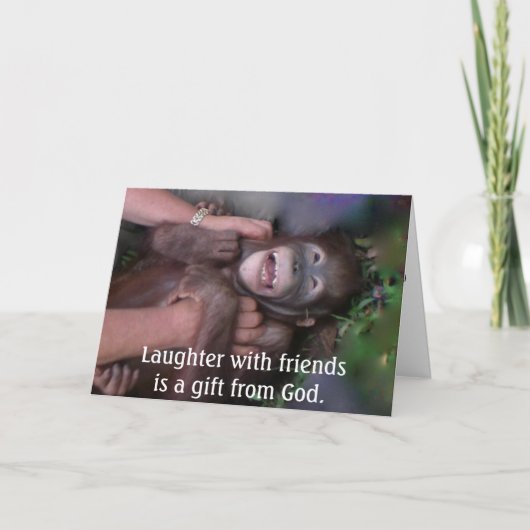 笑い声および友人のための感謝 サンキューカード (正面)