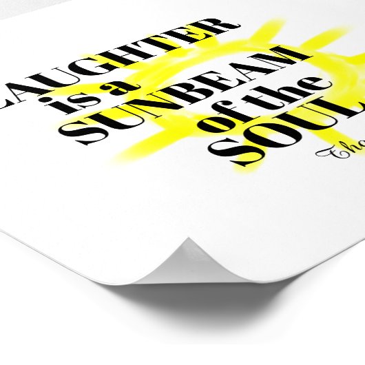 笑い引用文黄色と白のサンシャインアート ポスター (角)