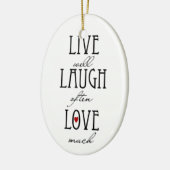 笑い愛シンプルの文字は住んでいます セラミックオーナメント (左)