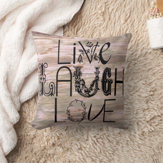 笑い愛素朴な木の印の装飾の枕は住んでいます クッション (ブランケット)