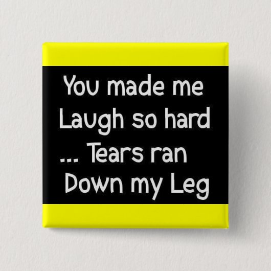 笑い懸命涙走を下腿おもしろい笑 缶バッジ (正面)