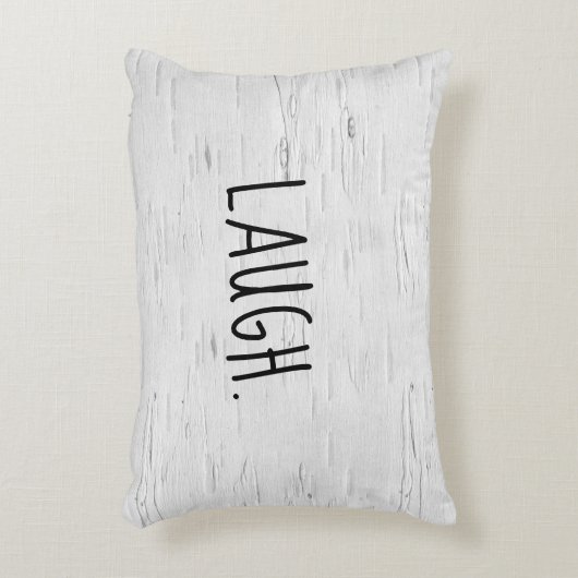 笑い文字オン樺の木ツリーアクセント枕 アクセントクッション (正面(垂直))