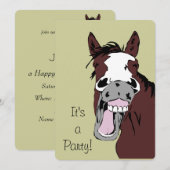 笑い漫画の馬誕生日カスタム招待状 招待状 (正面/裏面)